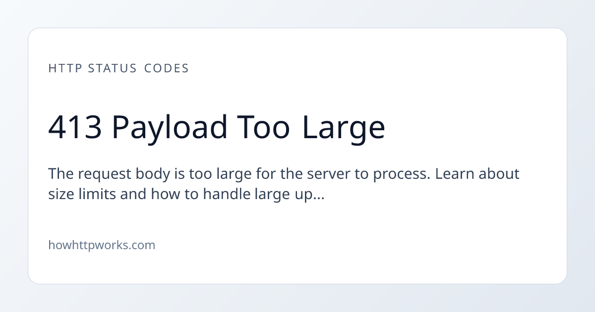 413 Payload Too Large | How HTTP Works