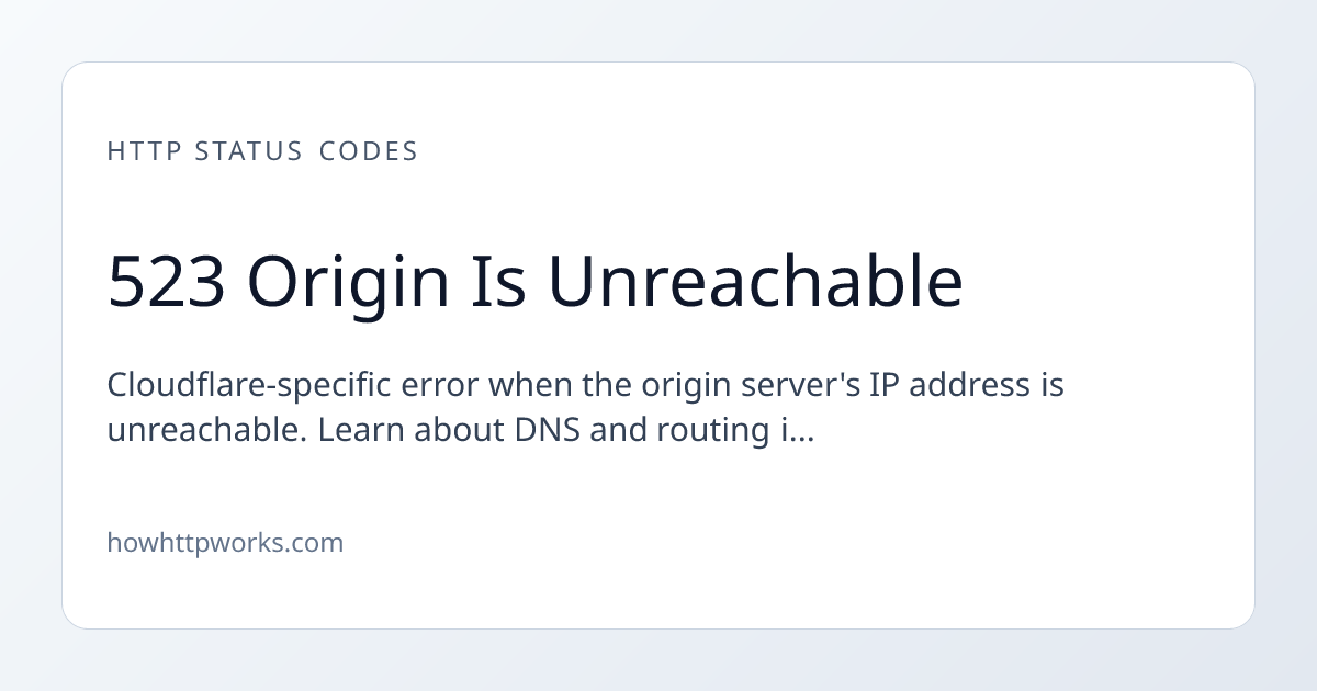 523 Origin Is Unreachable | How HTTP Works